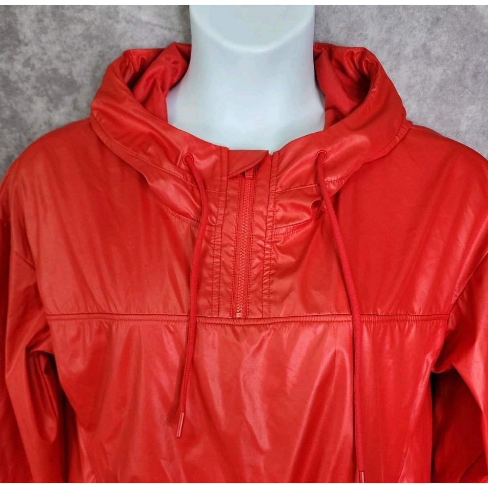 Fabletics Windbreaker Anorak Womens Large Red 1/4 Zip Hooded Sporty Rain Jacket - Picture 5 of 11